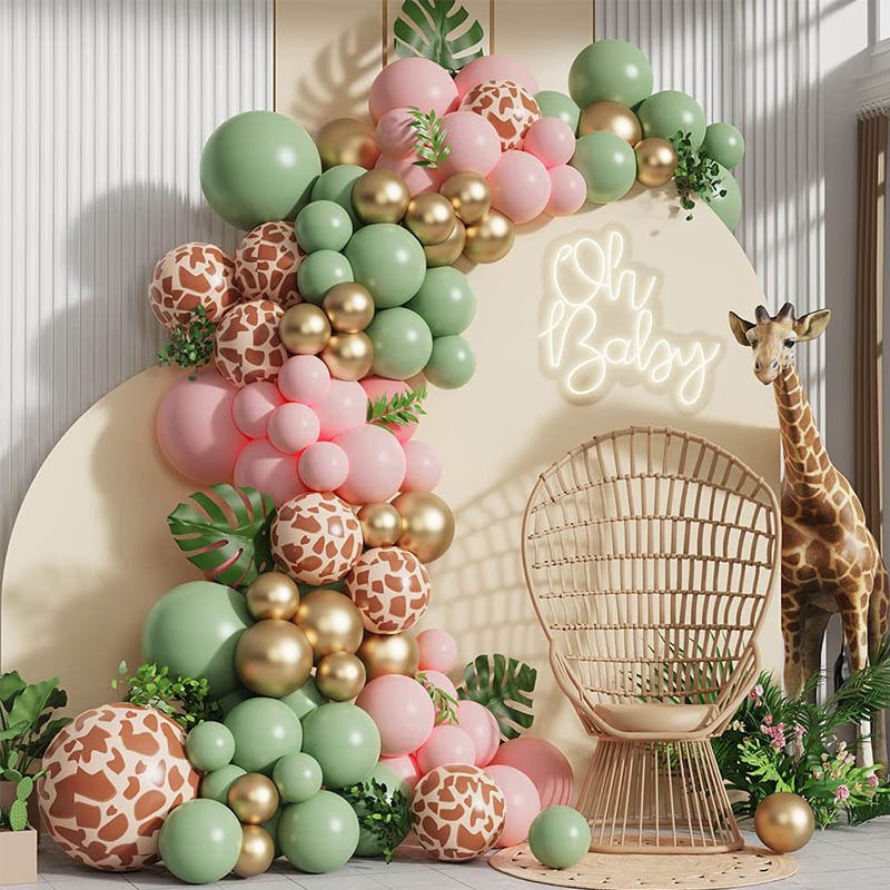 Dierenprint Roze Salie Groene Jungle Ballonslinger Boogset