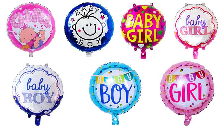 Gender reveal foil balloons