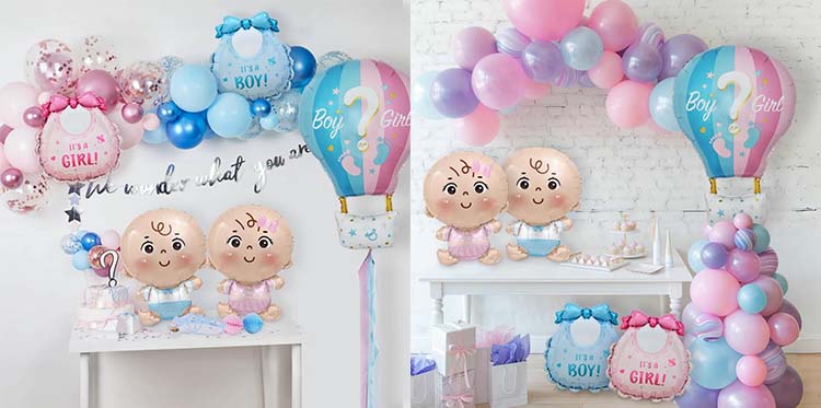 Gender reveal foil balloons
