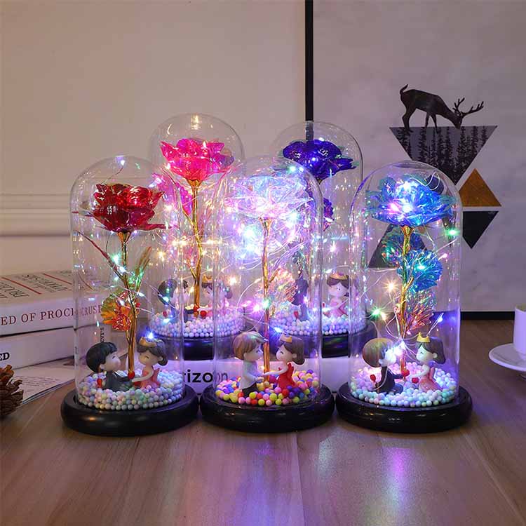 LED 24K glazen roos