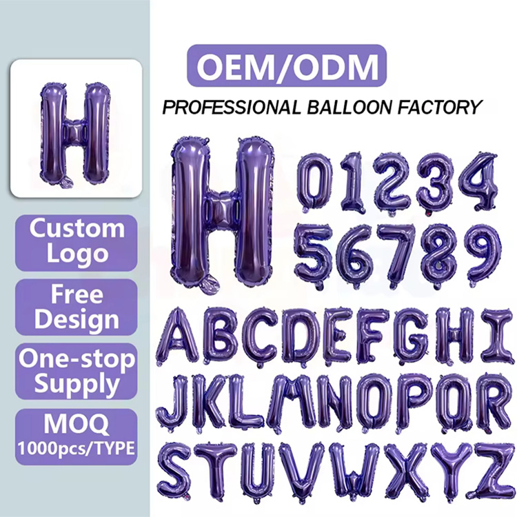 Paarse letternummer folieballon